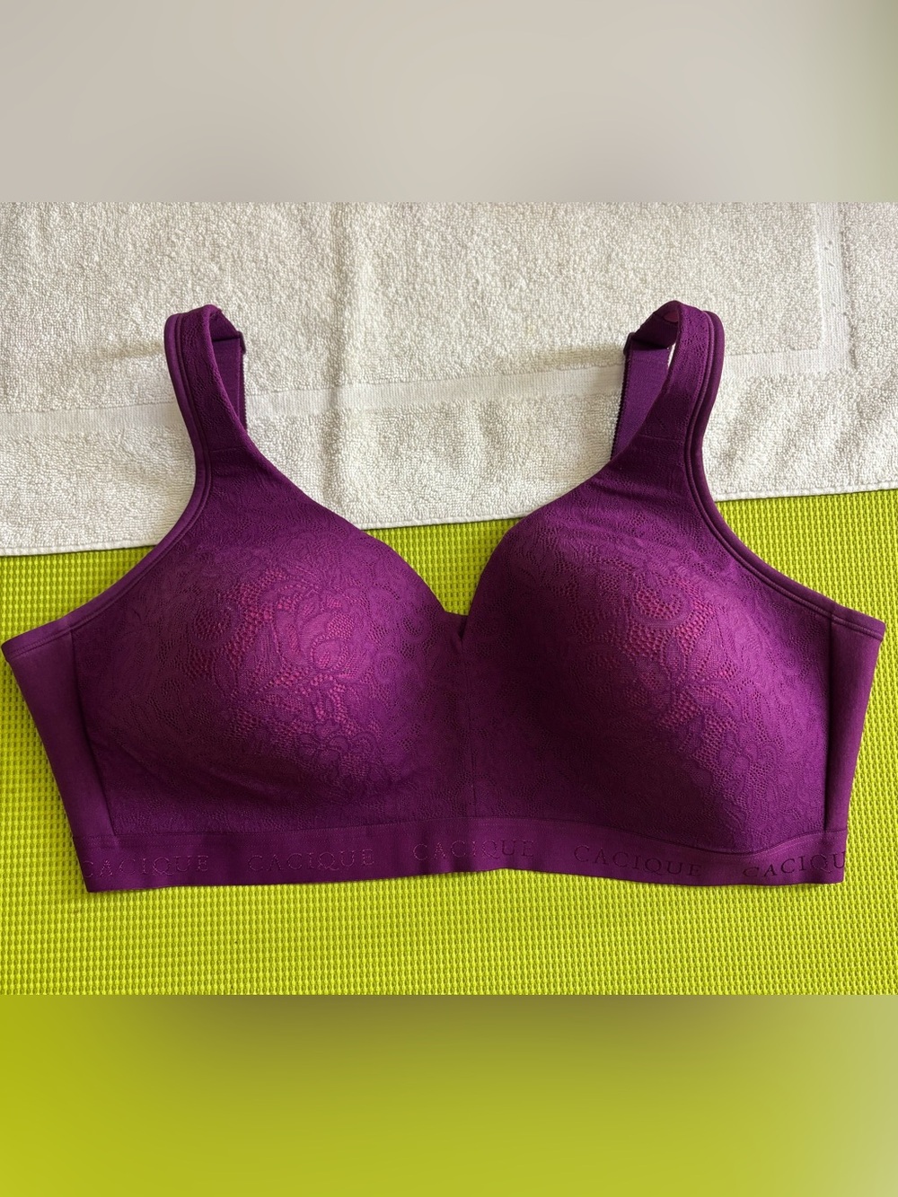 Cacique Purple Lace-Textured Wireless Comfort Bra